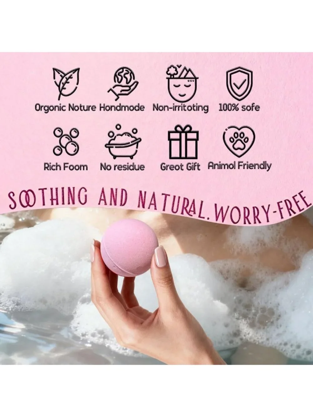 Luxury Rose Bath Bombs 4-Pack, Vegan & Essential Oils, Relaxing Gift Set for All